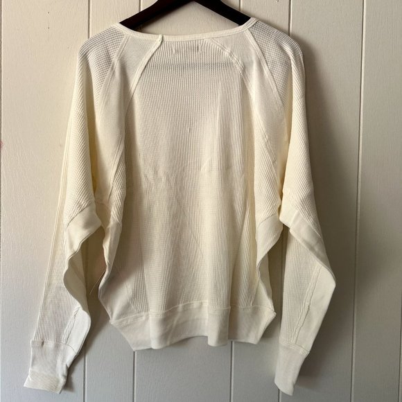 NWT Free People Santa Clara Thermal Size Women's M Alabaster Long Sleeve V-Neck - Picture 2 of 5